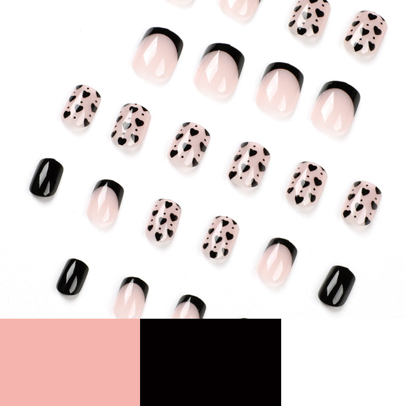 Wholesale Plastic Black Edge Black Small Heart Nail Stickers